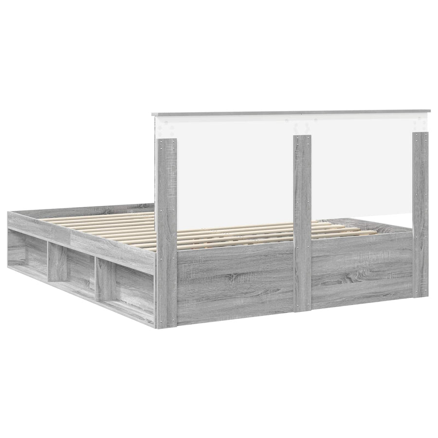 Bedframe Grijs Sonoma 160 x 200 cm Massief grenenhout