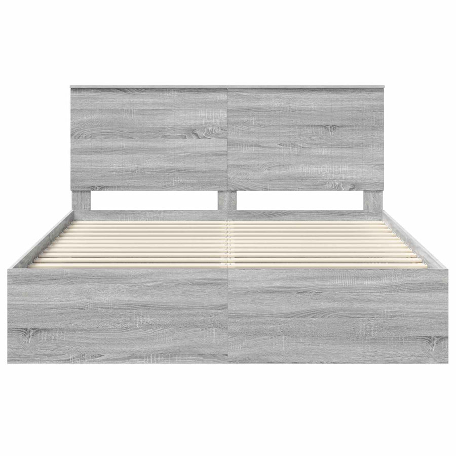 Bedframe Grijs Sonoma 160 x 200 cm Massief grenenhout