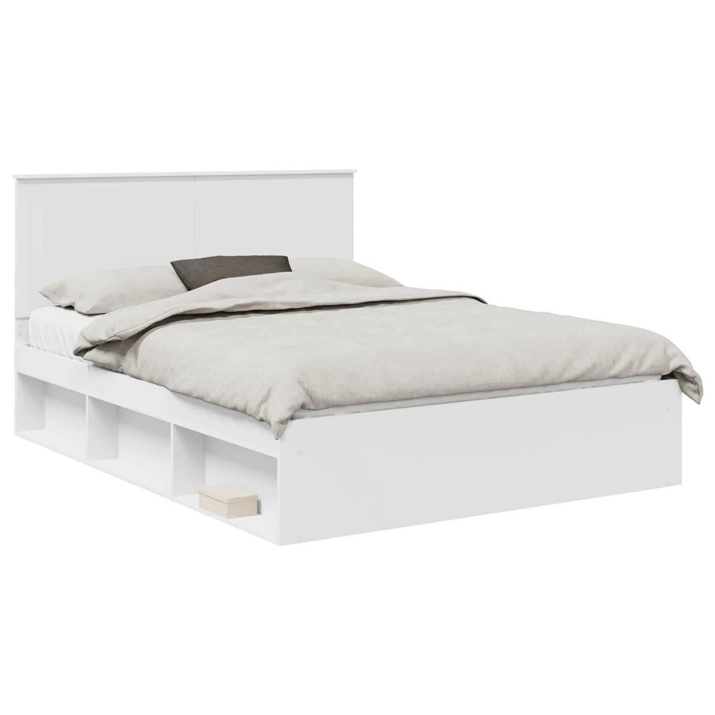 Bedframe met hoofdeinde Wit 150 x 200 cm Massief grenenhout