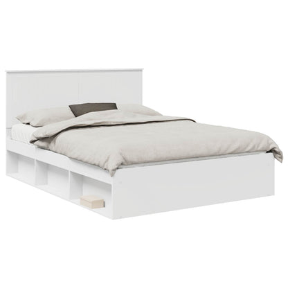 Bedframe met hoofdeinde Wit 150 x 200 cm Massief grenenhout