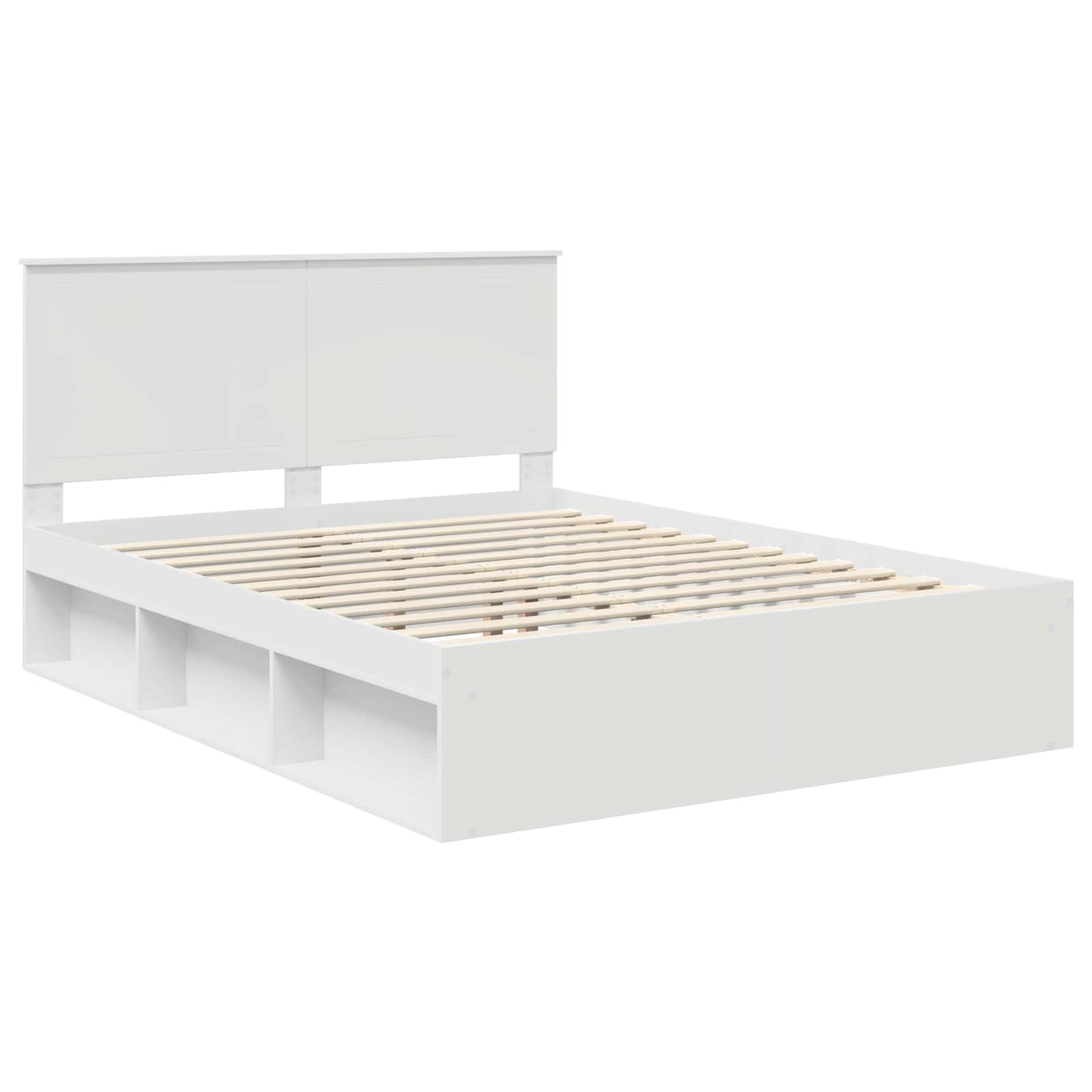 Bedframe met hoofdeinde Wit 150 x 200 cm Massief grenenhout