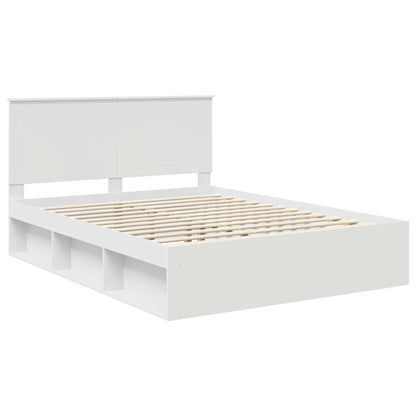 Bedframe met hoofdeinde Wit 150 x 200 cm Massief grenenhout