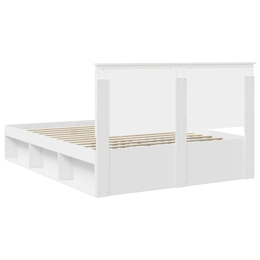 Bedframe met hoofdeinde Wit 150 x 200 cm Massief grenenhout