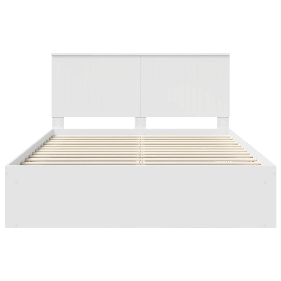 Bedframe met hoofdeinde Wit 150 x 200 cm Massief grenenhout