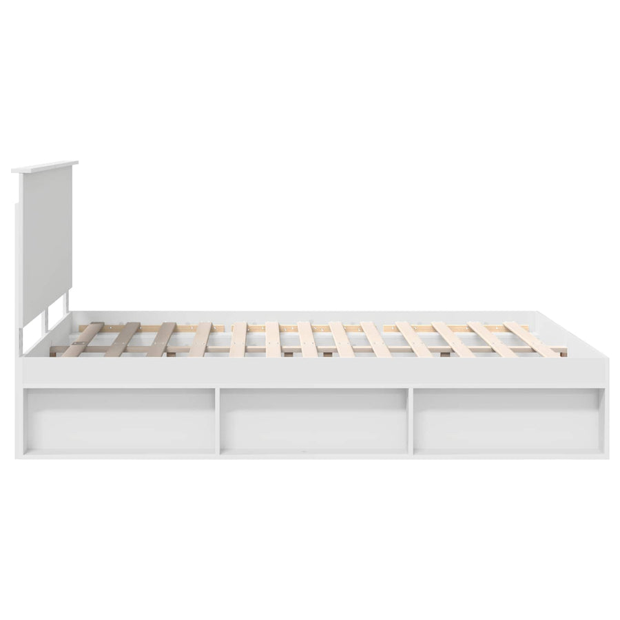 Bedframe met hoofdeinde Wit 150 x 200 cm Massief grenenhout