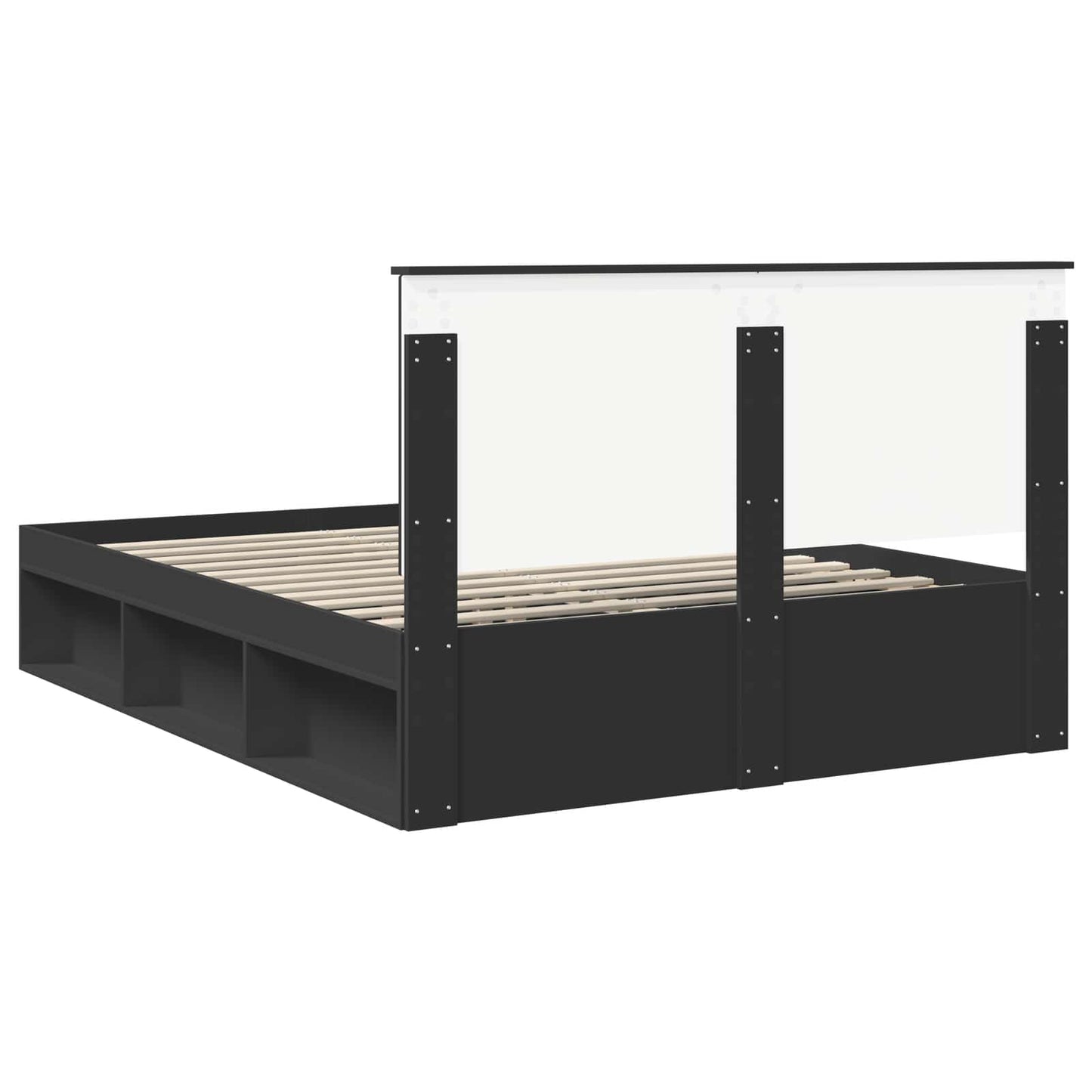 Bedframe met hoofdeinde Zwart 150 x 200 cm Massief grenenhout