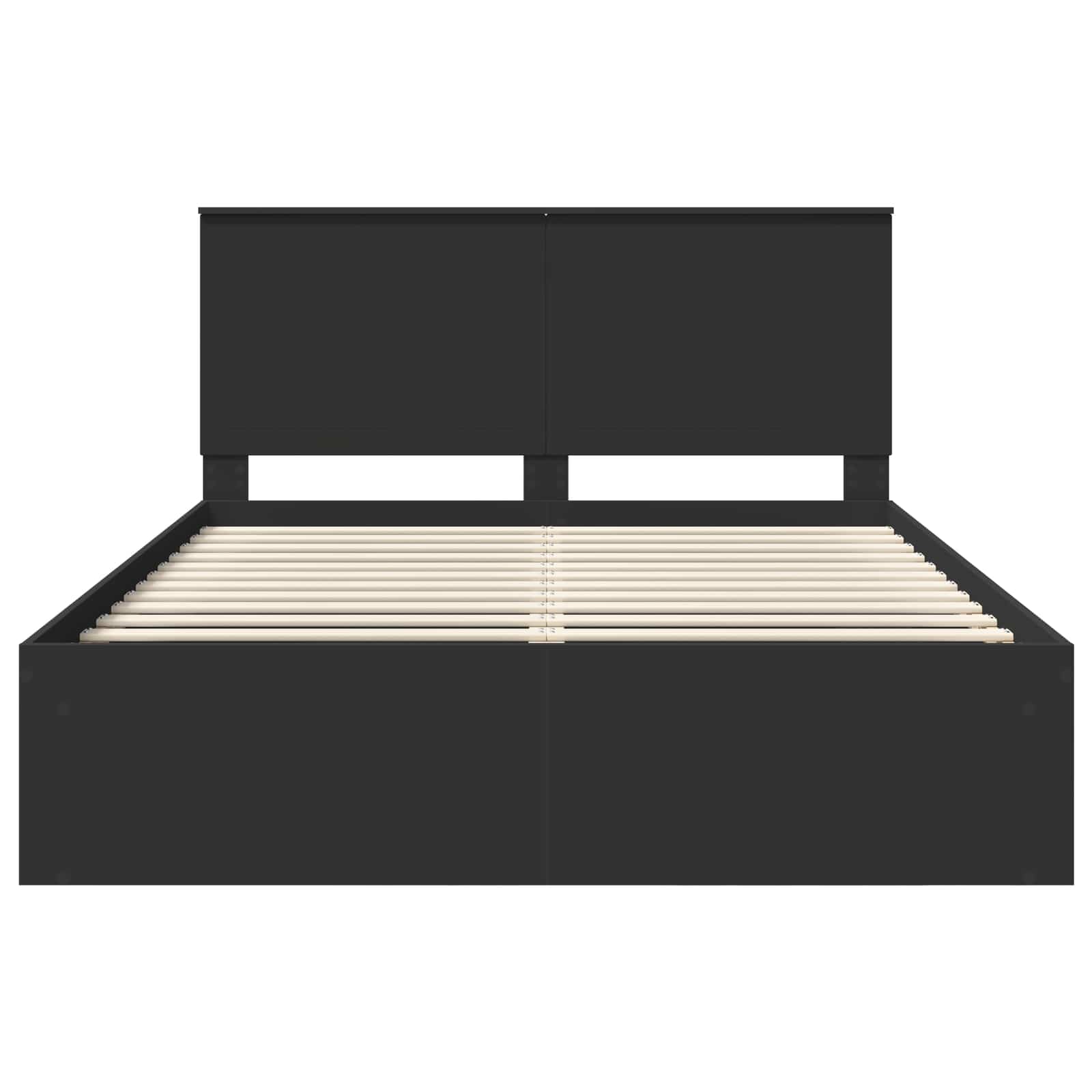 Bedframe met hoofdeinde Zwart 150 x 200 cm Massief grenenhout