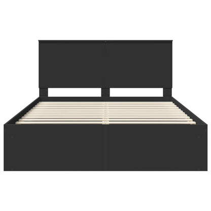Bedframe met hoofdeinde Zwart 150 x 200 cm Massief grenenhout