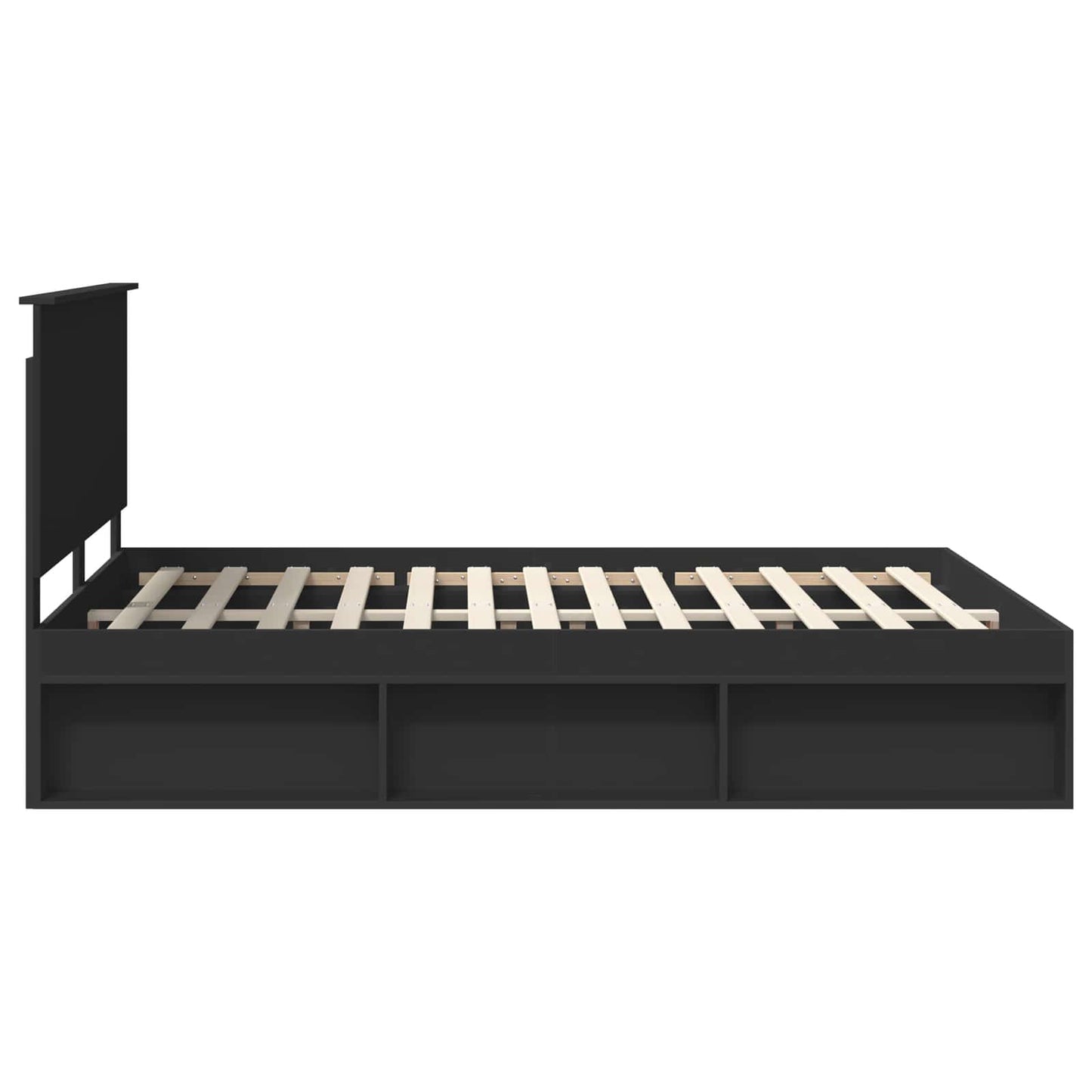 Bedframe met hoofdeinde Zwart 150 x 200 cm Massief grenenhout