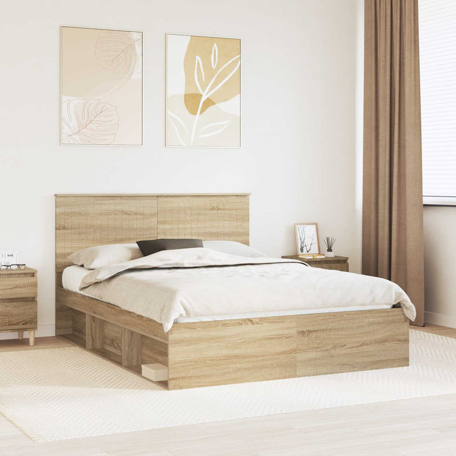 Bedframe Sonoma Eiken 150 x 200 cm Massief grenenhout
