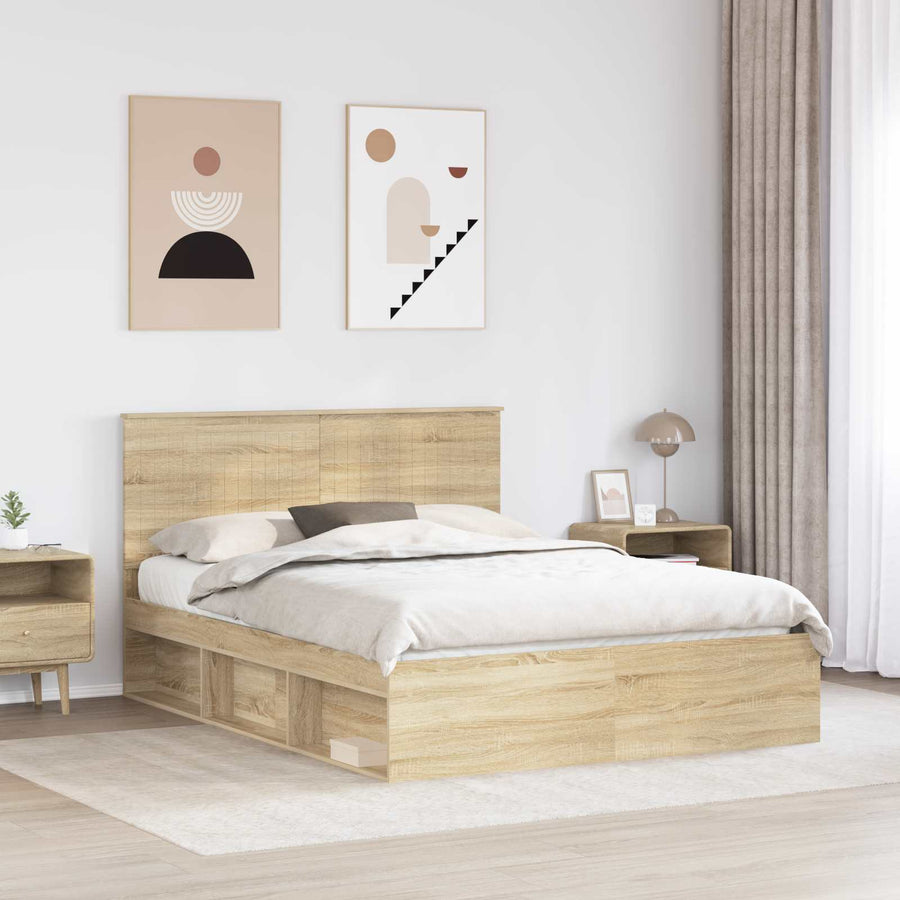 Bedframe Sonoma Eiken 150 x 200 cm Massief grenenhout