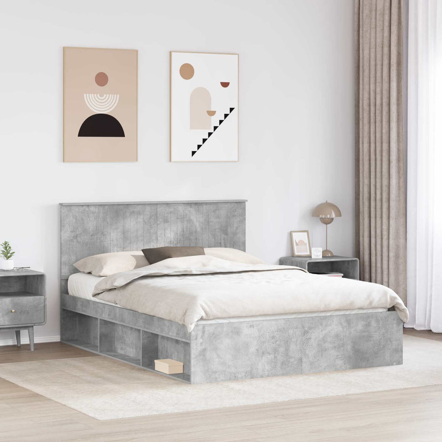 Bedframe Concerte Grijs 150 x 200 cm Massief grenenhout