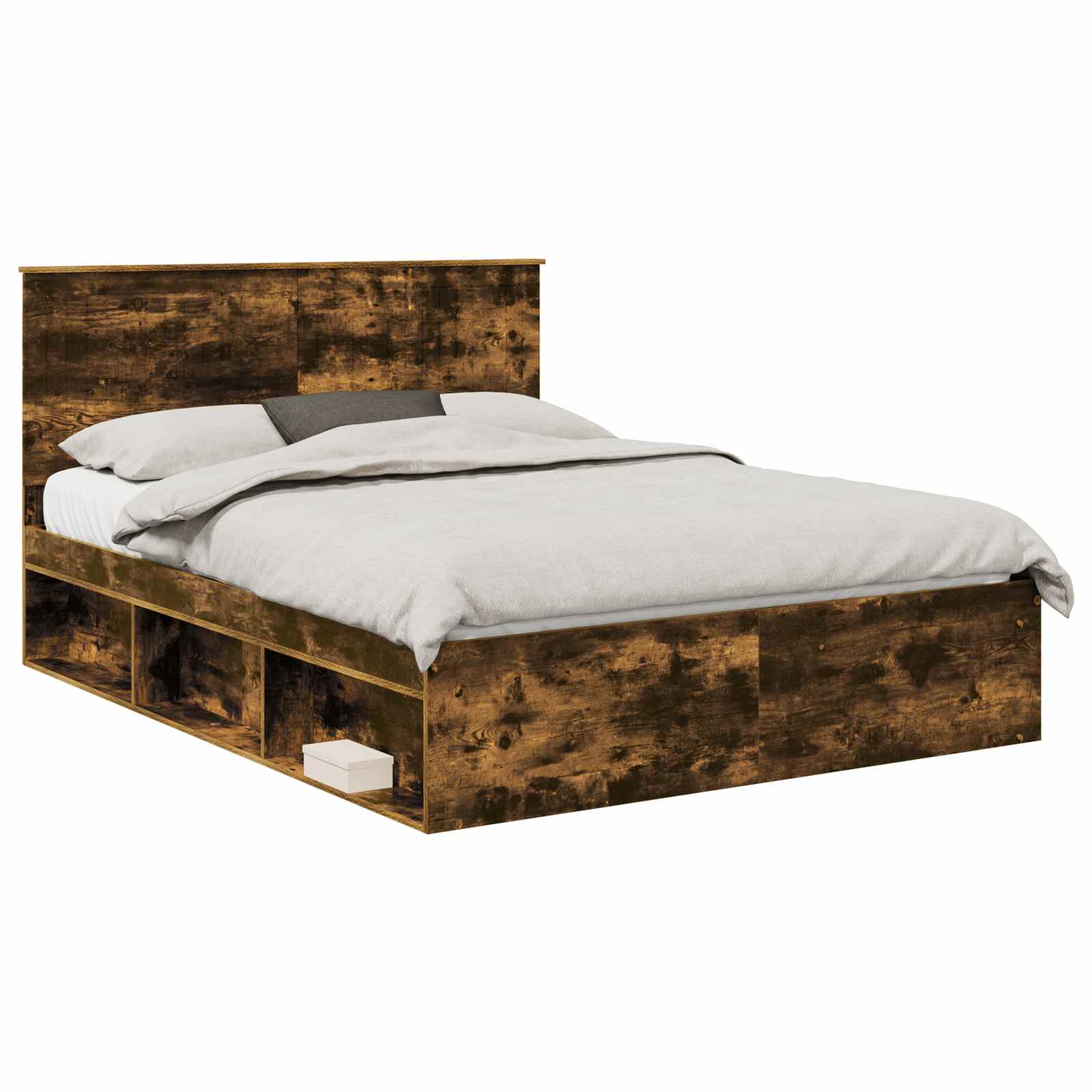 Bedframe Gerookt eiken 150 x 200 cm Massief grenenhout