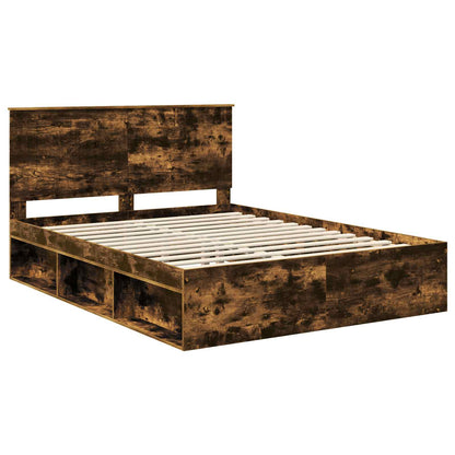 Bedframe Gerookt eiken 150 x 200 cm Massief grenenhout