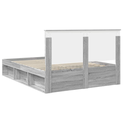 Bedframe Grijs Sonoma 150 x 200 cm Massief grenenhout