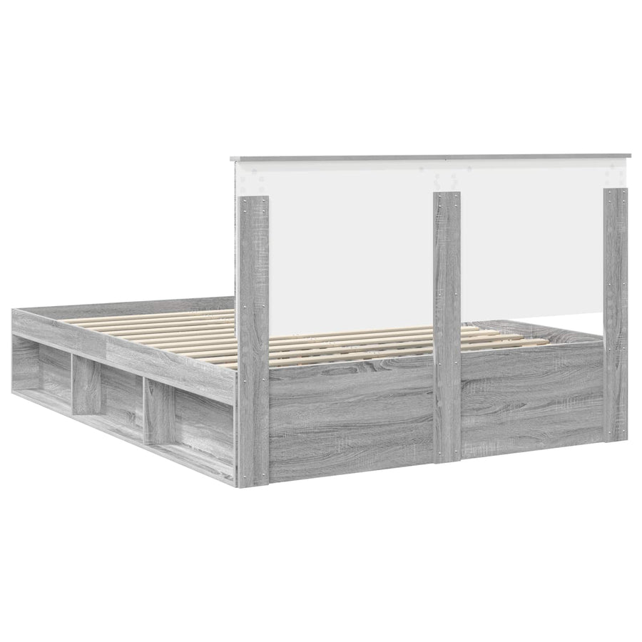 Bedframe Grijs Sonoma 150 x 200 cm Massief grenenhout