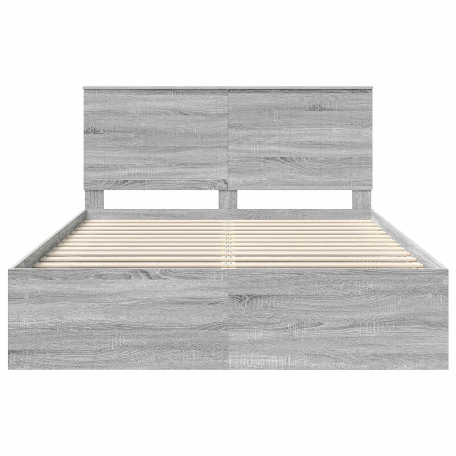 Bedframe Grijs Sonoma 150 x 200 cm Massief grenenhout