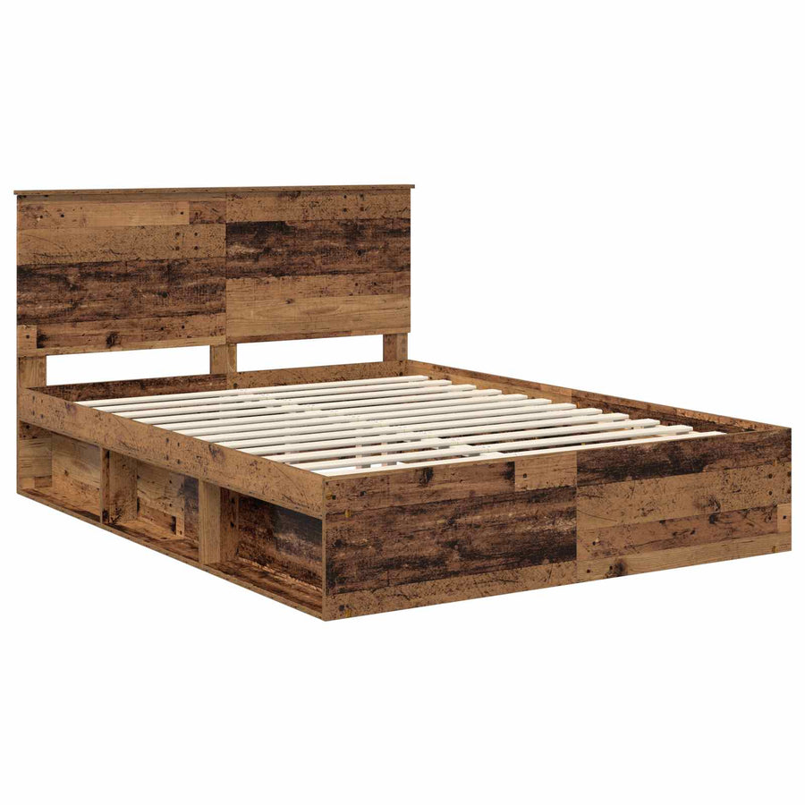 Bedframe met hoofdeinde Oudhout 150 x 200 cm Massief grenenhout