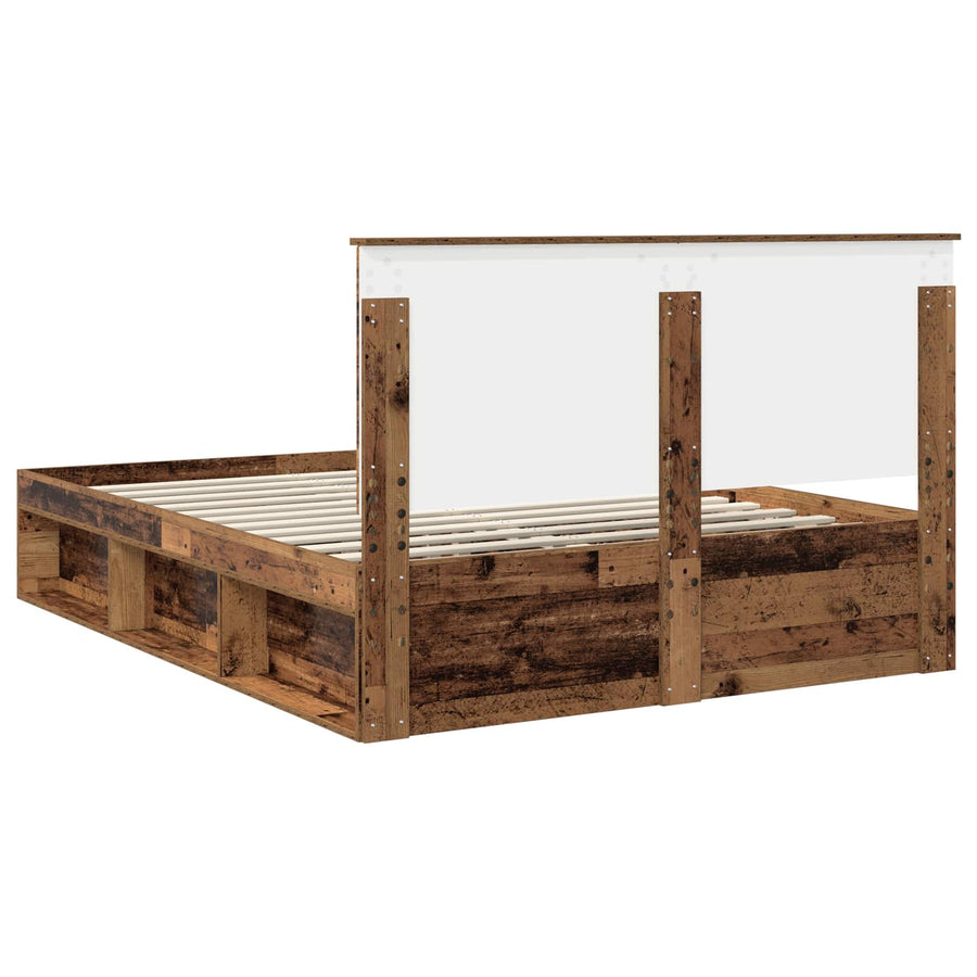 Bedframe met hoofdeinde Oudhout 150 x 200 cm Massief grenenhout
