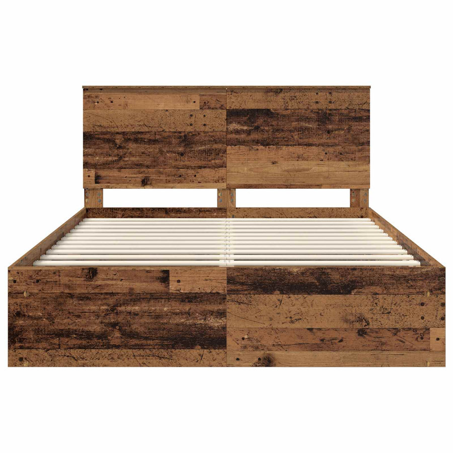 Bedframe met hoofdeinde Oudhout 150 x 200 cm Massief grenenhout