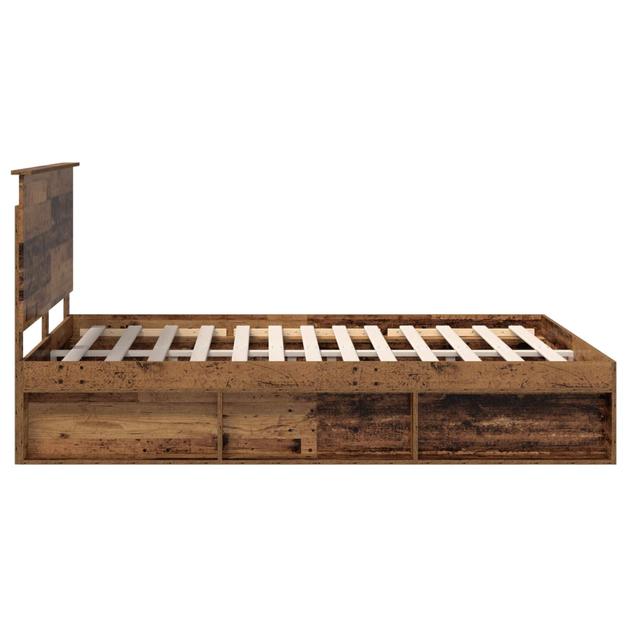 Bedframe met hoofdeinde Oudhout 150 x 200 cm Massief grenenhout