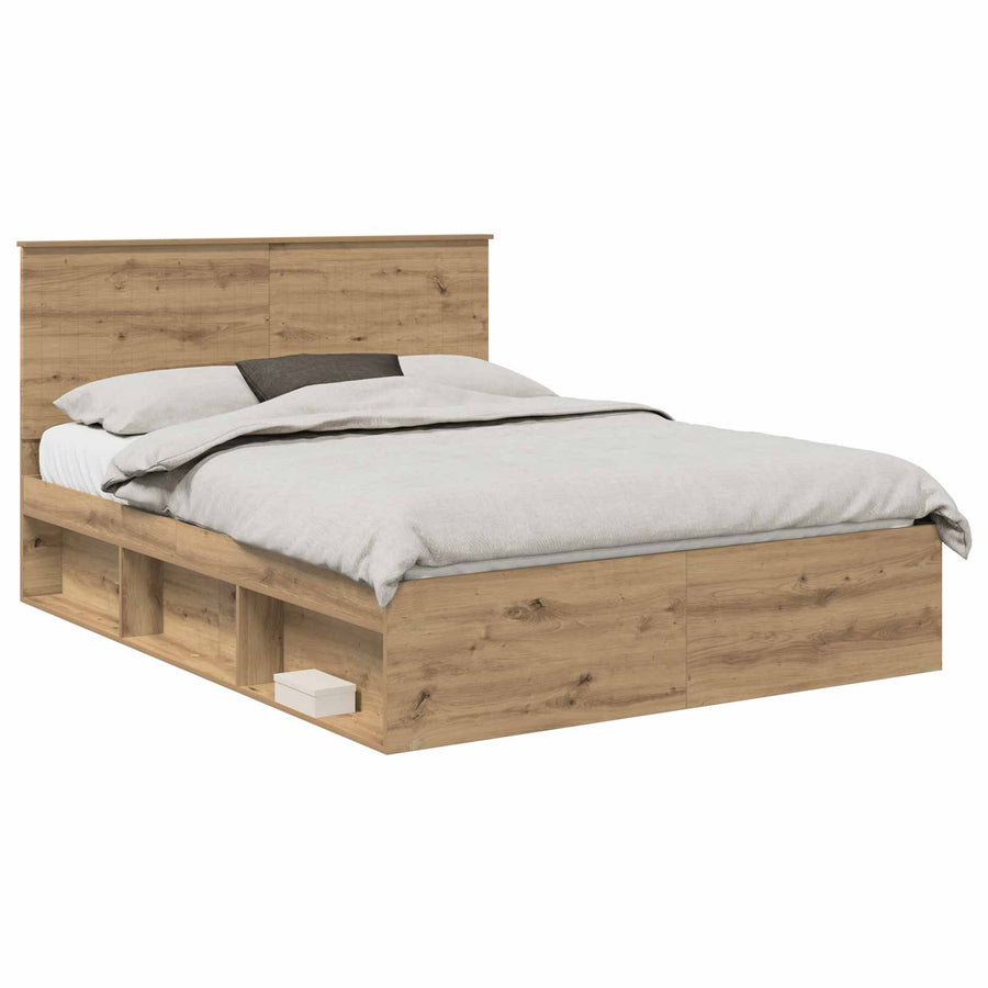 Bedframe Ambachtelijk eiken 150 x 200 cm Massief grenenhout