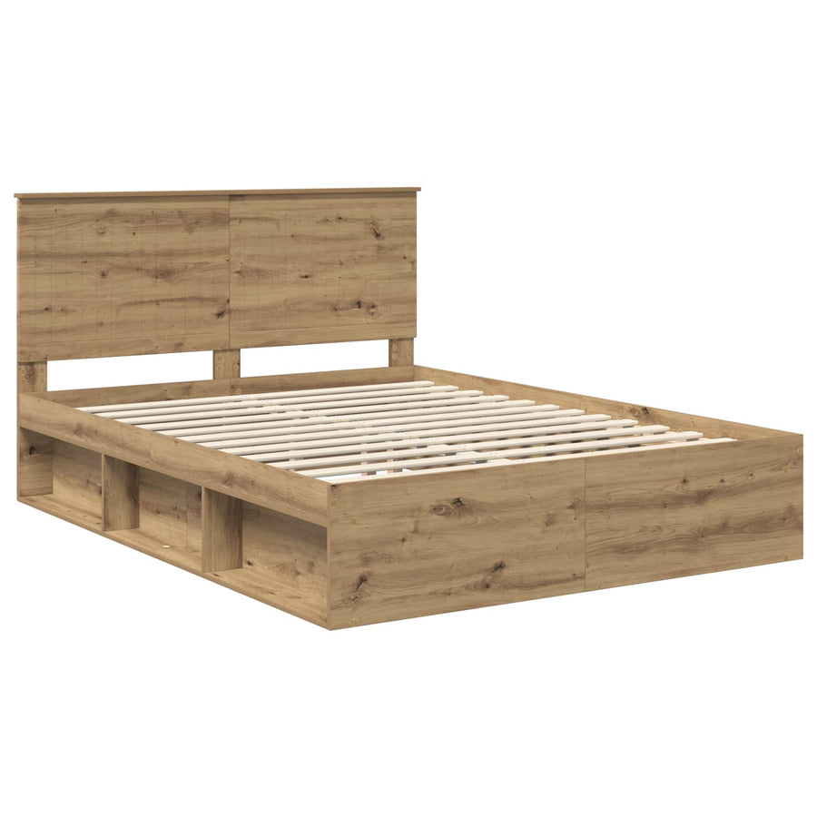 Bedframe Ambachtelijk eiken 150 x 200 cm Massief grenenhout