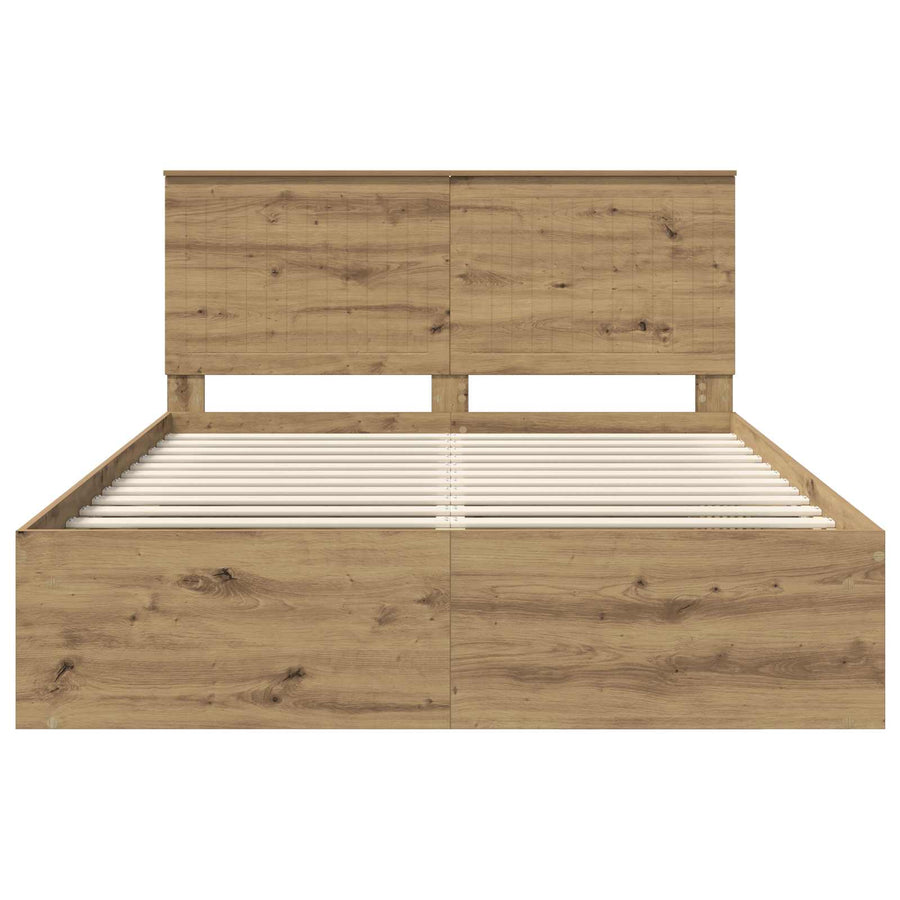 Bedframe Ambachtelijk eiken 150 x 200 cm Massief grenenhout
