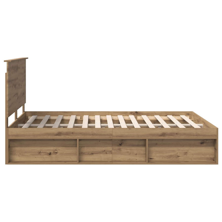 Bedframe Ambachtelijk eiken 150 x 200 cm Massief grenenhout