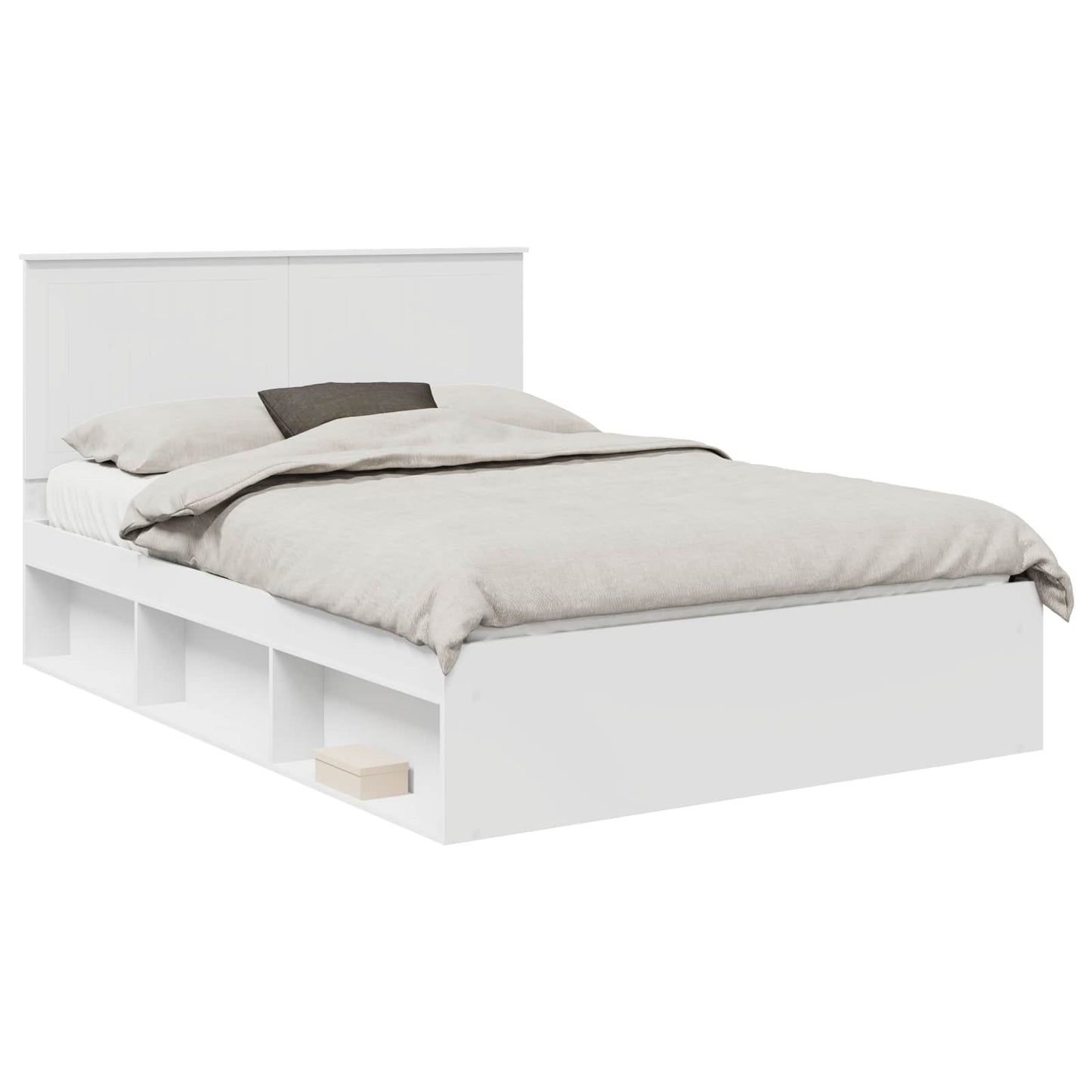 Bedframe met hoofdeinde Wit 140 x 200 cm Massief grenenhout
