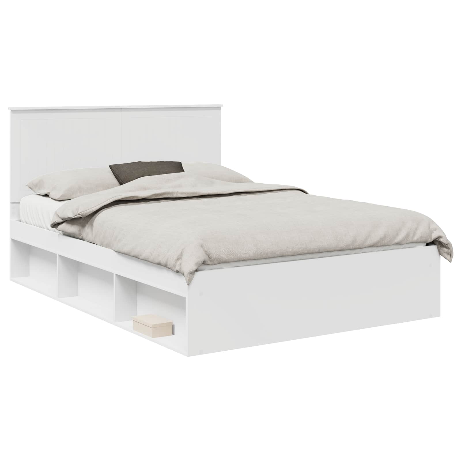 Bedframe met hoofdeinde Wit 140 x 200 cm Massief grenenhout