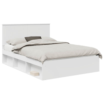 Bedframe met hoofdeinde Wit 140 x 200 cm Massief grenenhout