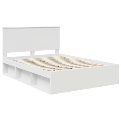 Bedframe met hoofdeinde Wit 140 x 200 cm Massief grenenhout