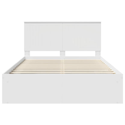 Bedframe met hoofdeinde Wit 140 x 200 cm Massief grenenhout