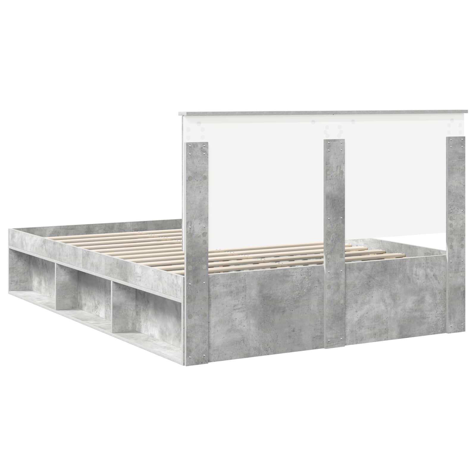 Bedframe met hoofdeinde Beton 140 x 190 cm Massief grenenhout