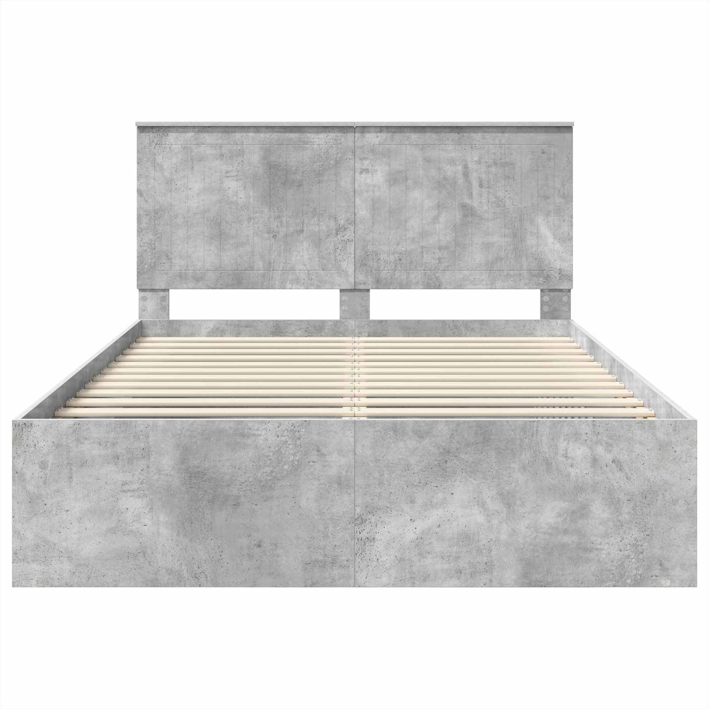 Bedframe met hoofdeinde Beton 140 x 190 cm Massief grenenhout