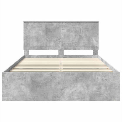 Bedframe met hoofdeinde Beton 140 x 190 cm Massief grenenhout