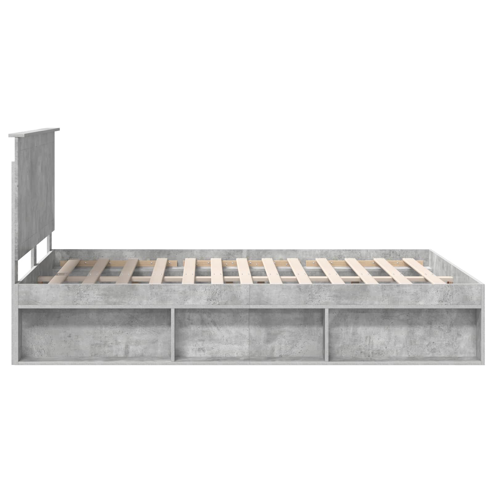 Bedframe met hoofdeinde Beton 140 x 190 cm Massief grenenhout