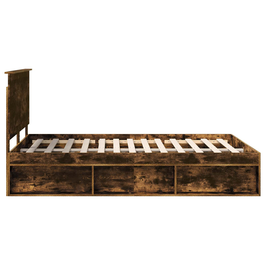 Bedframe Gerookt eiken 140 x 190 cm Massief grenenhout
