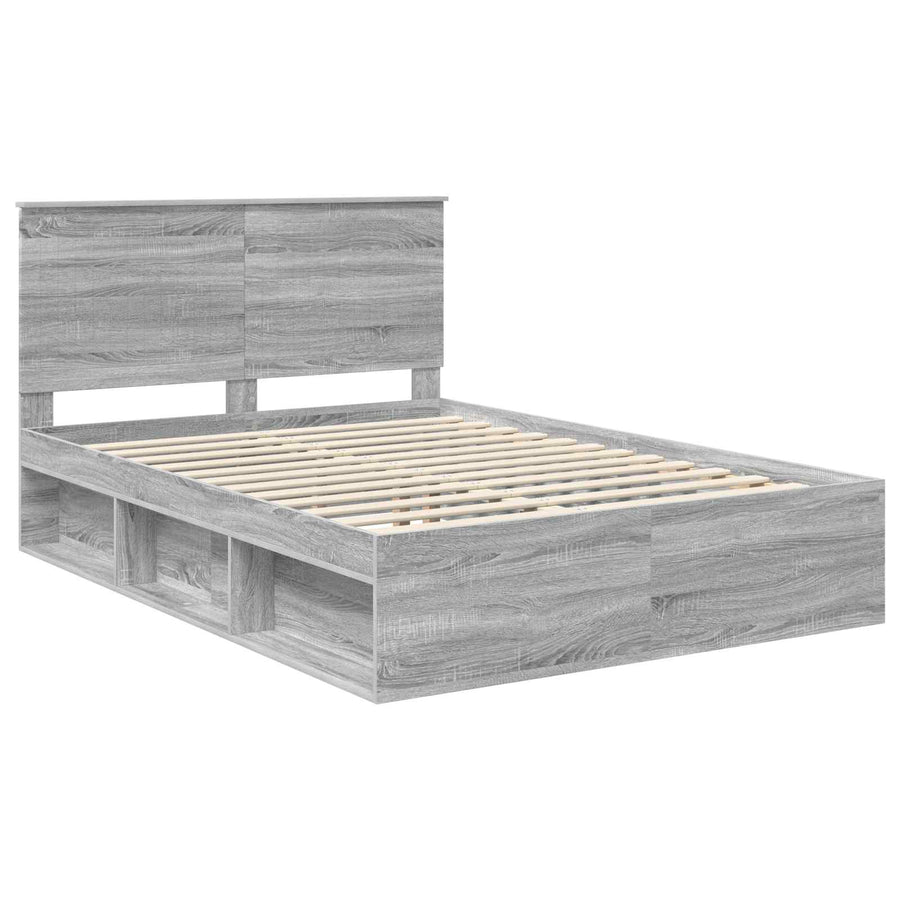 Bedframe Grijs Sonoma 140 x 190 cm Massief grenenhout