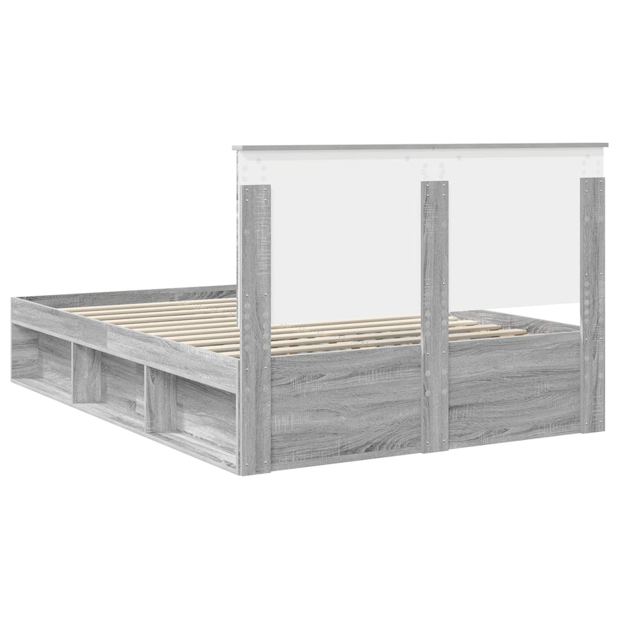 Bedframe Grijs Sonoma 140 x 190 cm Massief grenenhout