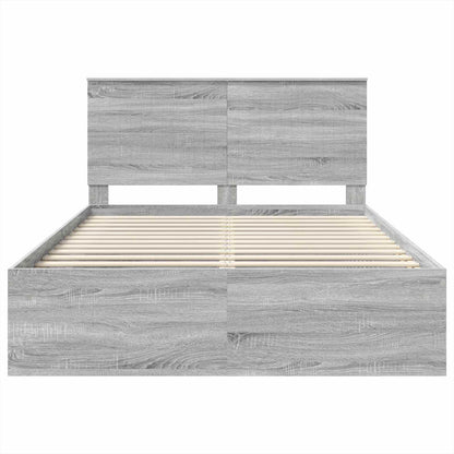 Bedframe Grijs Sonoma 140 x 190 cm Massief grenenhout