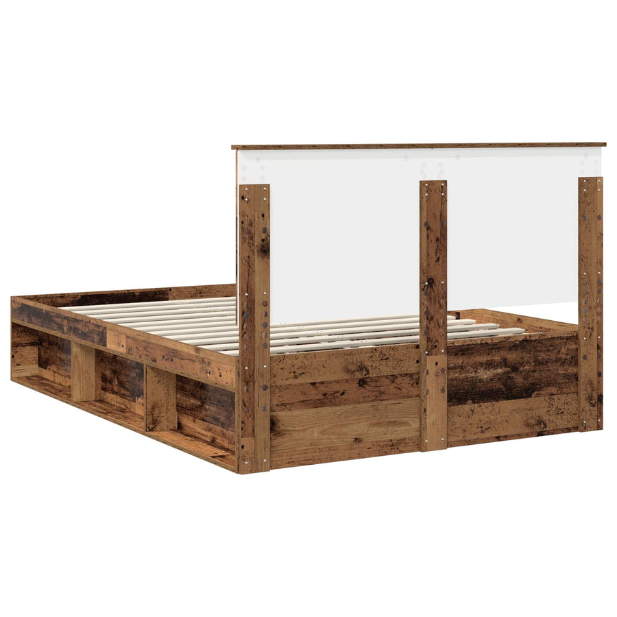 Bedframe met hoofdeinde Oudhout 140 x 190 cm Massief grenenhout
