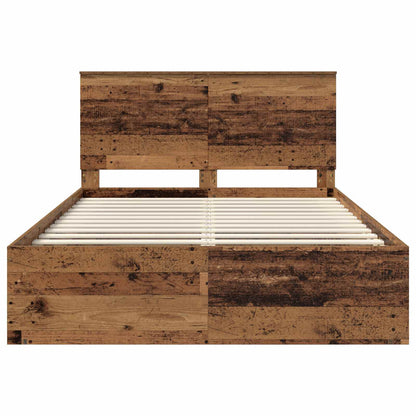 Bedframe met hoofdeinde Oudhout 140 x 190 cm Massief grenenhout