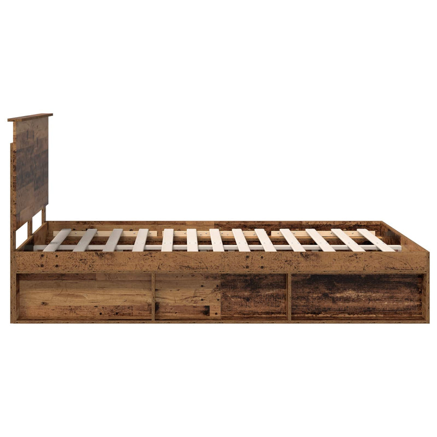 Bedframe met hoofdeinde Oudhout 140 x 190 cm Massief grenenhout