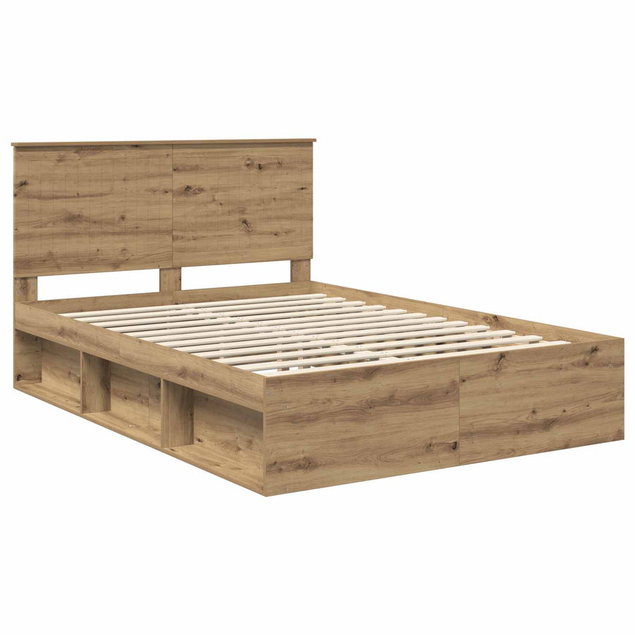 Bedframe Ambachtelijk eiken 140 x 190 cm Massief grenenhout