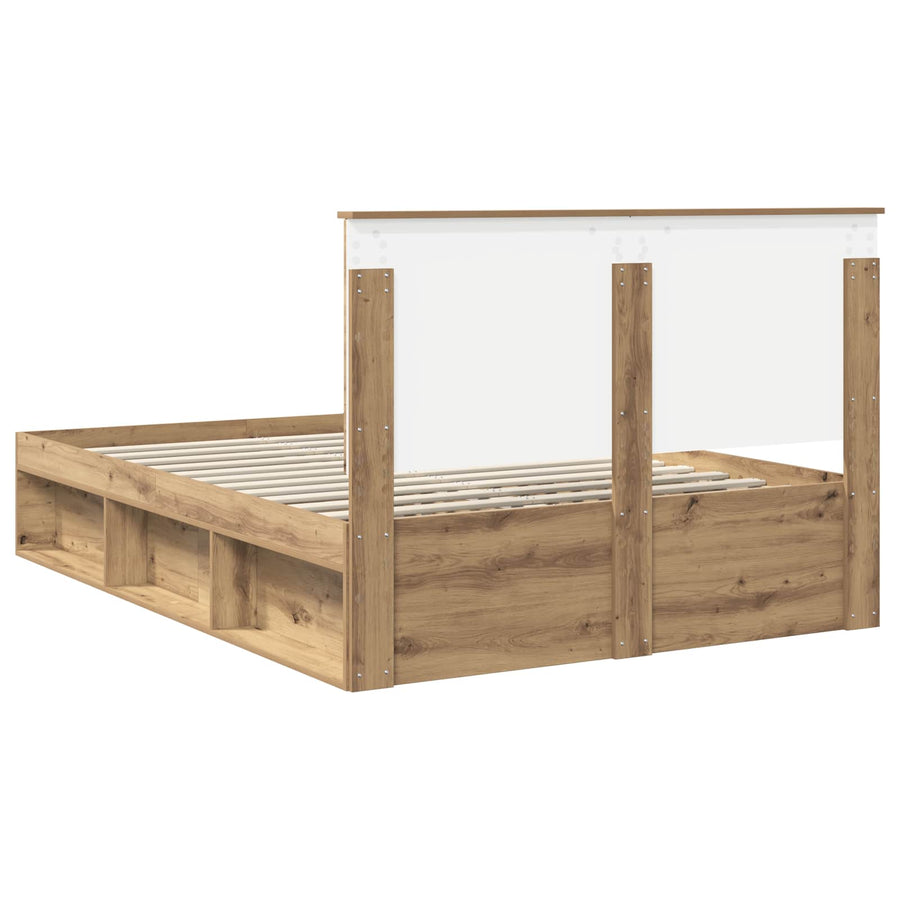 Bedframe Ambachtelijk eiken 140 x 190 cm Massief grenenhout