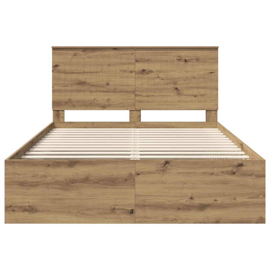 Bedframe Ambachtelijk eiken 140 x 190 cm Massief grenenhout