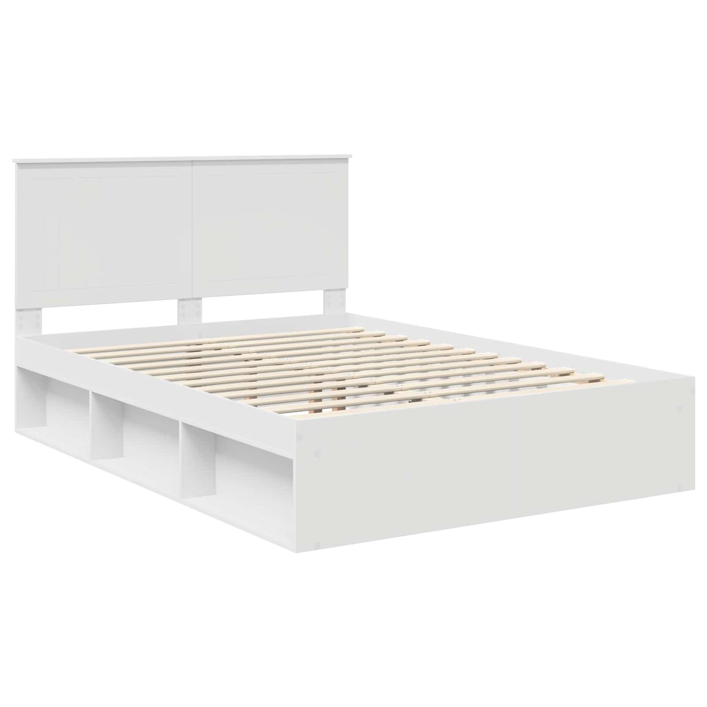 Bedframe met hoofdeinde Wit 135 x 190 cm Massief grenenhout