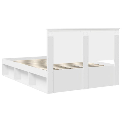 Bedframe met hoofdeinde Wit 135 x 190 cm Massief grenenhout